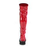 Red Patent 5 cm EMILY-375 overknee boots with laces