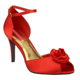 Red Satin 9,5 cm ROSA-02 Womens High Heel Sandals