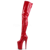 Red Shiny 23 cm PLEASER INFINITY-4000 Platform Over Knee Boots