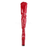 Red Shiny 23 cm PLEASER INFINITY-4000 Platform Over Knee Boots