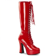 Red platform boots lace up patent 13 cm - 70s years hippie disco gogo kneeboots
