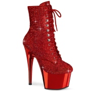 Red rhinestones 18 cm ADORE-1020CHRS pleaser high heels ankle boots