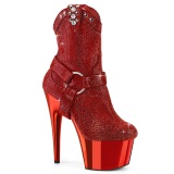 Red rhinestones cowboy boots 18 cm ADORE-1029CHRS cowgirl ankle boots