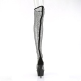Rhinestones mesh fabric 15 cm DELIGHT-3009 Black overknee high heel boots