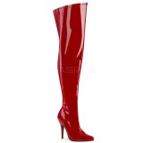 Rød 13 cm SEDUCE-3000WC stretch lårlange støvler til brede lægge