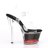 R�d 18 cm SKY-308WHG glitter plateau high heels sko
