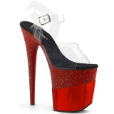 Rød 20 cm FLAMINGO-808-2HGM glitter plateau sandaler sko