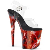 Rød 20 cm FLAMINGO-808STORM Hologram plateau high heels sko