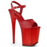 Rød 20 cm FLAMINGO-809T Akryl plateau high heels sko