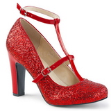 Rød Glimmer 10 cm QUEEN-01 store størrelser pumps sko