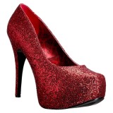 Rød Glitter 14,5 cm Burlesque TEEZE-06GW pumps brede fødder til mænd
