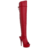 Rød Kunstlæder 15 cm DELIGHT-3019 lårlange støvler med plateausål