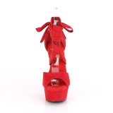 Rød Kunstlæder 15 cm DELIGHT-679 høje hæle med ankel snørebånd