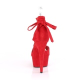 Rød Kunstlæder 15 cm DELIGHT-679 høje hæle med ankel snørebånd