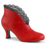 Rød Kunstlæder 7,5 cm JENNA-105 store størrelser ankelstøvler dame