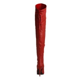 Rød Læder 13 cm LEGEND-8899 overknee støvler med hæl