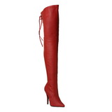 Rød Læder 13 cm LEGEND-8899 overknee støvler med hæl