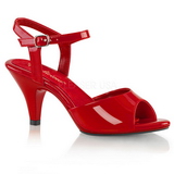 Rød Lak 8 cm BELLE-309 lave højhælede sko med lav hæl