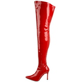 Rød Lak 9,5 cm LUST-3000 overknee støvler med hæl