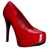 Rød Laklæder 14,5 cm Burlesque TEEZE-06W pumps brede fødder til mænd