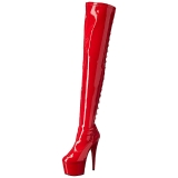 Rød Laklæder 18 cm ADORE-3063 Overknee støvler med høj hæl