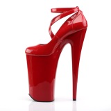 R�d Lakl�der 25,5 cm BEYOND-087 ekstremt h�jh�lede pumps - h�je plateaupumps