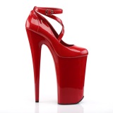 R�d Lakl�der 25,5 cm BEYOND-087 ekstremt h�jh�lede pumps - h�je plateaupumps