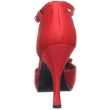 Rød Satin 12 cm retro vintage CUTIEPIE-12 dame pumps med lave hæl