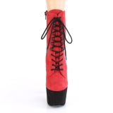 Rød Sort 18 cm ADORE-1020FSTT højhælede ankelstøvler - pole dance støvletter