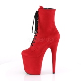 R�d faux suede 20 cm FLAMINGO-1020FS pole dance ankelst�vler