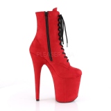 R�d faux suede 20 cm FLAMINGO-1020FS pole dance ankelst�vler