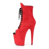 R�d faux suede 20 cm FLAMINGO-1021FS pole dance ankelst�vler