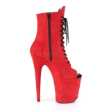 R�d faux suede 20 cm FLAMINGO-1021FS pole dance ankelst�vler