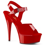 Røde høje hæle 15 cm DELIGHT-608N JELLY-LIKE stræk materiale plateau høje hæle
