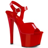 Røde høje hæle 18 cm SKY-308N JELLY-LIKE stræk materiale plateau høje hæle