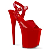 Røde høje hæle 20 cm FLAMINGO-808N JELLY-LIKE stræk materiale plateau høje hæle