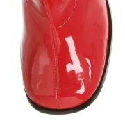 Røde laklæder støvler blokhæl 7,5 cm - 70 erne hippie disco boots knæhøje - patent læder støvler