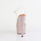 Rosa guld 18 cm BEJEWELED-708MS poledance h�je h�le sko med strass plateau