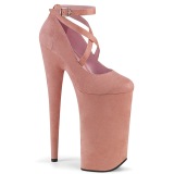 Rose vegan suede 25,5 cm BEYOND-087FS extrem platform high heels pumps