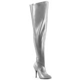 Silver 13 cm SEDUCE-3000WC thigh high stretch overknee boots with wide calf