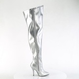 Silver 13 cm SEDUCE-3000WC thigh high stretch overknee boots with wide calf