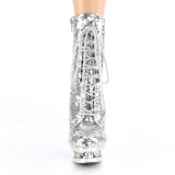 Silver 15,5 cm BLONDIE-R-1020 lace up platform ankle boots in sequins