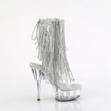 Silver 15 cm DELIGHT-1017RSF fringe ankle boots high heels