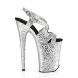 Silver 23 cm INFINITY-930LG glitter platform high heels shoes
