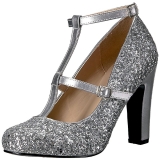 Silver Glitter 10 cm QUEEN-01 big size pumps shoes