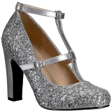 Silver Glitter 10 cm QUEEN-01 big size pumps shoes
