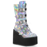 Silver Hologram 14 cm SWING-230 cyberpunk platform boots