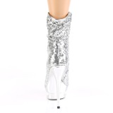 Silver Sequins 15,5 cm BLONDIE-R-1009 pleaser ankle boots with platform
