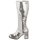 Silver Sequins 8 cm SPECTACUL-300SQ Womens Boots for Men