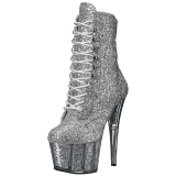 Silver glitter 18 cm ADORE-1020G womens platform soled ankle boots